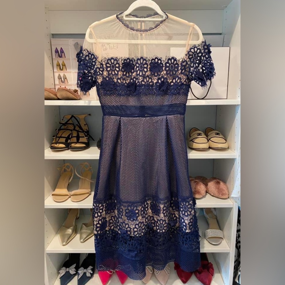 NWOT Endless Rose Navy Blue Lace Dress Size S
